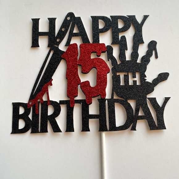 15th Birthday Cake Topper Zombie Vampire Bloody Friday Décor - Picture 1 of 3